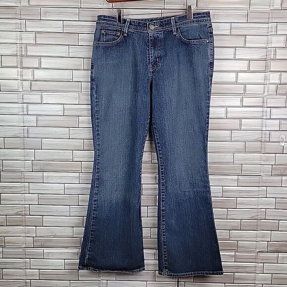 Eddie Bauer shaped bootcut blue denim Jeans Size 8S - Picture 4 of 12